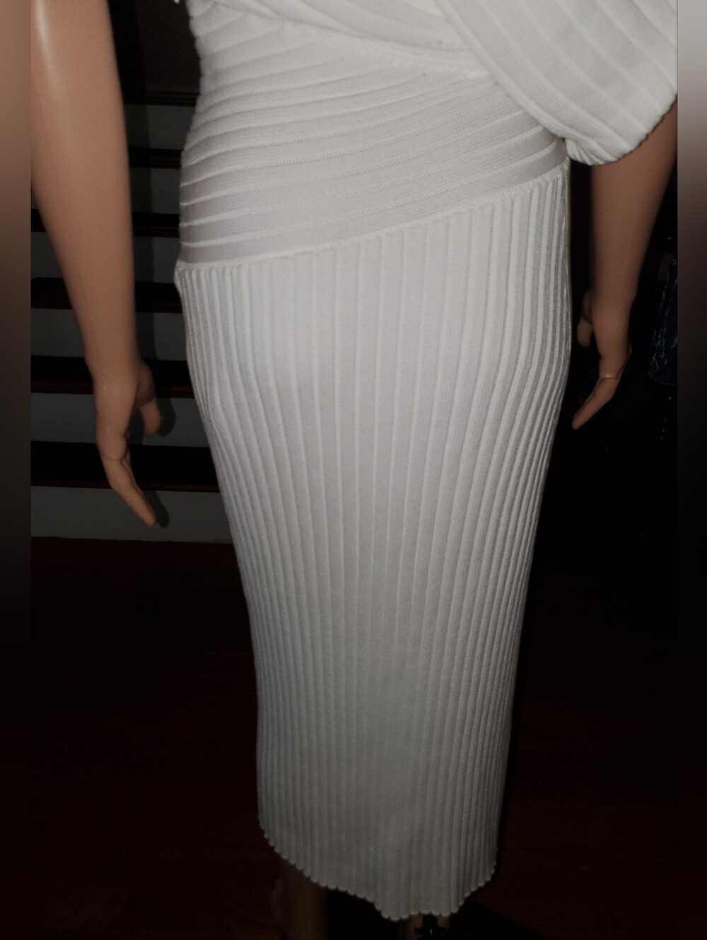 Cult Gaia Naunet Asymmetric neck knitted midi dress Off White Small - Picture 12 of 16